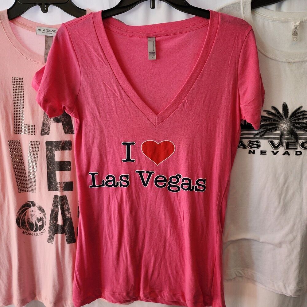 NEW LAS VEGAS 3 Piece Bundle Soft Pink White Woman TShirts Size L/XL